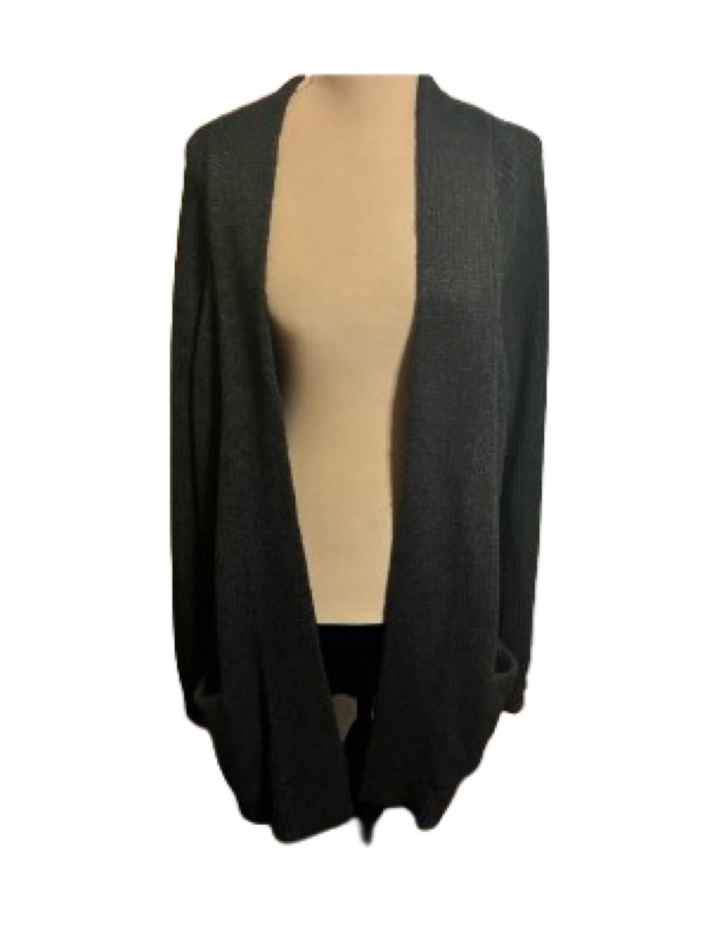 Vintage Old Navy XXL Dark Charcoal Open-Front Sweater Jacket Pockets